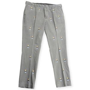 Polo Ralph Lauren Grey Embroidered Tuxedo Teddy Bear Classic Fit Flat Front Pant